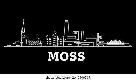 Moss with Norway Skyline Silhouette, Vector, and Cityscape.