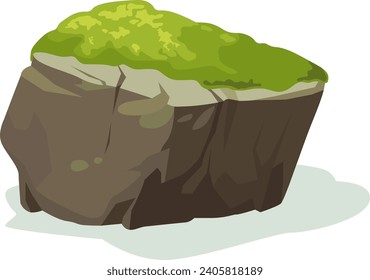 Moss On Old Gray Stone Vector Illustration