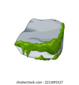 Moss on stones. Rocks and green lichen. Vector crag for computer games.