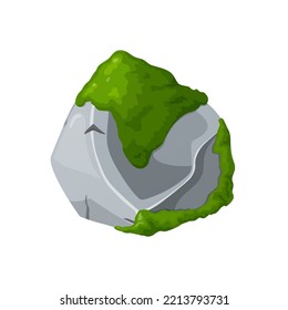 Moss on stones. Rocks and green lichen. Vector crag for computer games.