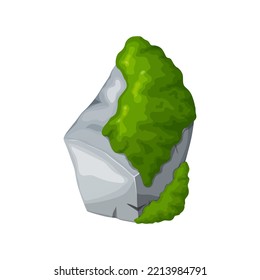 Moss on stones. Rocks and green lichen. Vector crag for computer games.