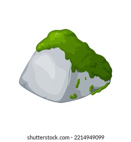 Moss on stones. Rocks and green lichen. Vector crag for computer games.