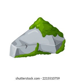 Moss on stones. Rocks and green lichen. Vector crag for computer games.