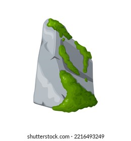 Moss on stones. Rocks and green lichen. Vector crag for computer games.