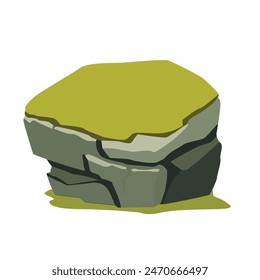 Moss rock vector illustration, mossy rock image, lichen rock stone, natural landscape design elements