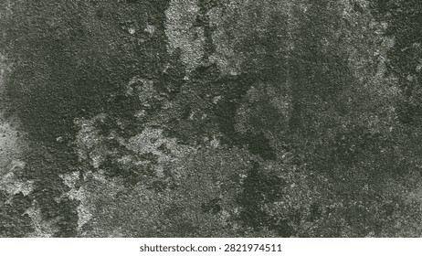 ​Abstract mossy concrete wall texture background, old weathered plaster surface with green mold and rustic grunge pattern