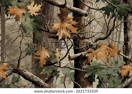 Mossy oak vector camouflage seamless pattern trendy style camouflage repeat print vector illustration hunting texture. Vector hunting camouflage background