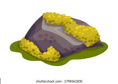 Mossy Stone or Boulder as Forest Element Vector Illustration