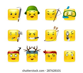 The most beautiful square anime smiles yellow going to hunt with a crossbow and a variety of other invenratem