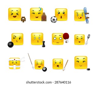 The most beautiful square yellow anime stickers play different sports