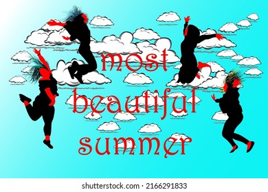 the most beautiful summer written vector illustration