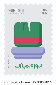 The most beautiful symbol of the Iranian Haft Sin table is Sabze, which is a symbol of life and freshness. Sabze Stamp of haft sin. happy nowruz. Iranian new year