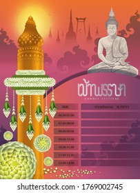 The Most Beautiful Thailand Candle Festival Thailand in flat style.