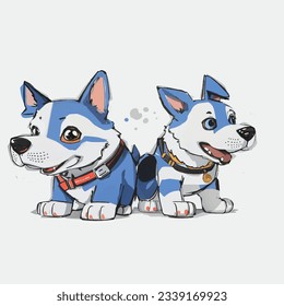A Most beautiful Two cute dogs vector. adobe illustrator.