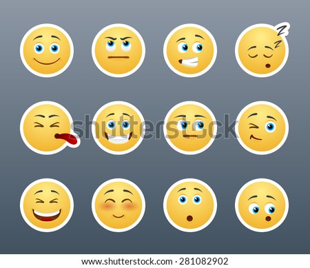 The most beautiful yellow stickers with different emotions