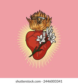 Most Chaste Heart of Saint Joseph Colored Vector Illustration