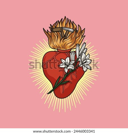 Most Chaste Heart of Saint Joseph Colored Vector Illustration