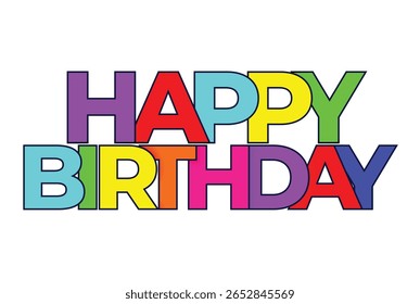 Most Colorful Happy Birthday Fonts, Best Birthday wish vector, Rainbow colors
