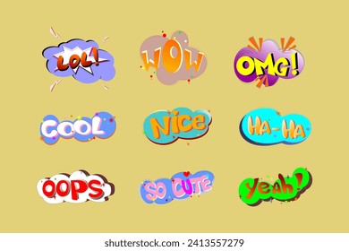 The most commonly used acronym and abbreviation for patches reads LOL. wow, omg, cool, nice, haha, oops, so cute and yeah