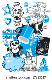 Most Creative Vector Mix from black & blue design elements and characters