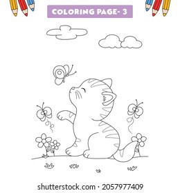 Most cute cat coloring pages for kids