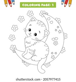 Most cute cat coloring pages for kids