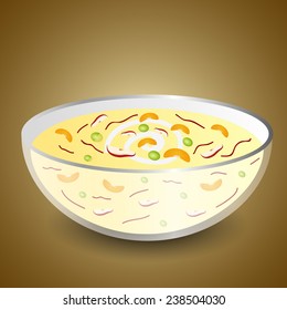 Most Delicious dessert made by fruits, cream and custard on brown background.