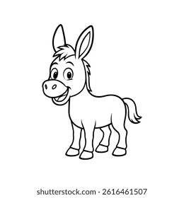Most Donkey Coloring Page for Kids in illustration on white background