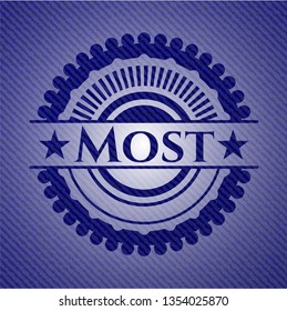Most emblem with jean background