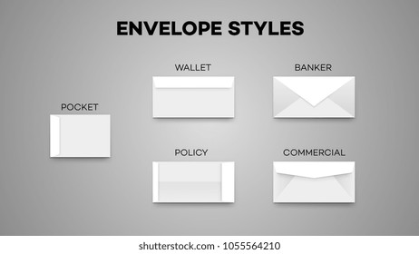 Most Envelope Styles, Pocket, Wallet, Policy Banker Commercial Vector Temlate