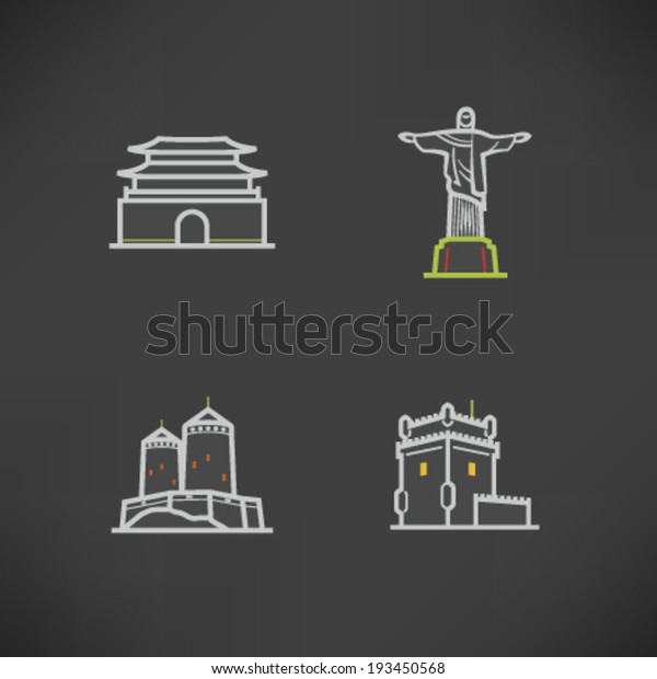 Most Famous Architecture Landmarks Around World Stock Vector (Royalty ...