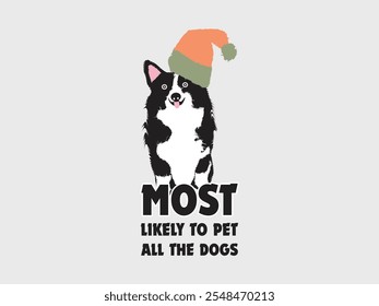 Most likely to pet all the dogs cute christmas t shirt design