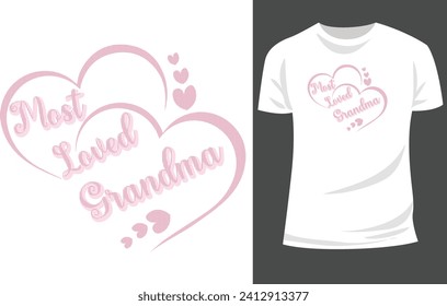 most love grandma pink girls t shirt design vector 