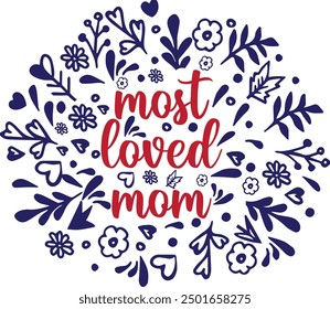 Mamá más querida, la mejor mamá del mundo con Elementos decorativos que celebran a las madres, tipografía Descarga de Vector caligráfico