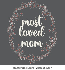 Mamá más querida, la mejor mamá del mundo con Elementos decorativos que celebran a las madres, tipografía Descarga de Vector caligráfico