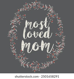 Mamá más querida, la mejor mamá del mundo con Elementos decorativos que celebran a las madres, tipografía Descarga de Vector caligráfico