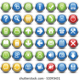 The most necessary buttons for a Web site and programs (42 buttons, vector illustration).