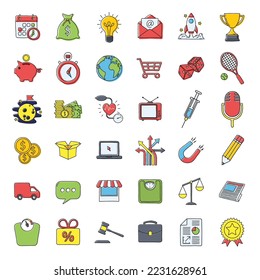 The most necessary hand drawn icons on various topics