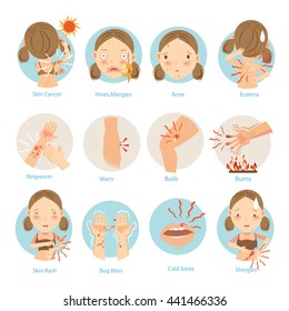 Most people are a common skin problem.Vector  illustrations.