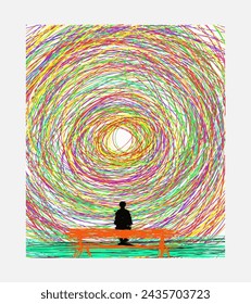 the most popular abstract illusion t-shirt illustration of a person from behind looking into space through a portal