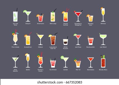 Most Popular Alcoholic Cocktails Part 2 Stock Vector (Royalty Free ...