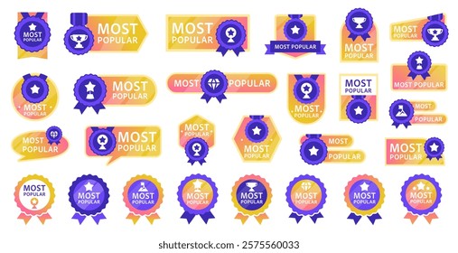 Most popular badge collection for promotion vector set