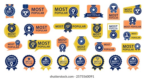 Most popular badge collection for promotion vector set