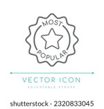 Most Popular Badge Product Vector Line Icon