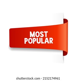 Most popular - banner, ribbon, badge, label, sign, icon, template. Most popular. Flat style vector illustration.