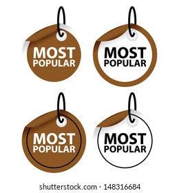Most popular brown stickers. Vector illustration. 