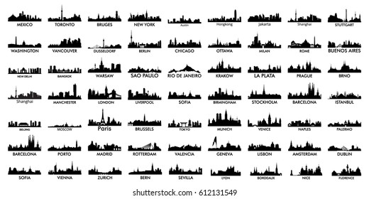 Most popular city skyline silhouette vectors