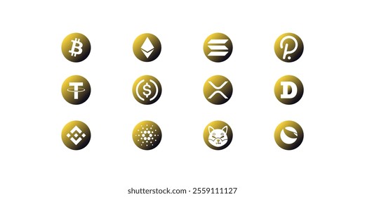 Most Popular Cryptocurrency Icon Set. Most Popular Cryptocurrency Icon Set - Digital Currency Icons for Blockchain and Crypto Designs