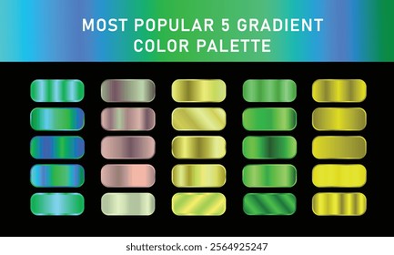 Most popular Five gradient top Beautiful Gradients Color set. Most popular top gradient. 