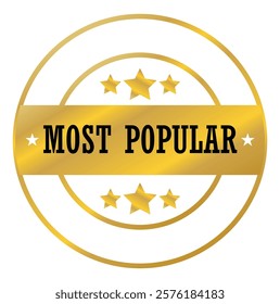 Most popular golden label, vector illustration